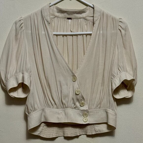 Free People Tops - Free People Adorable White Silk Blouse Romantic Style size XS